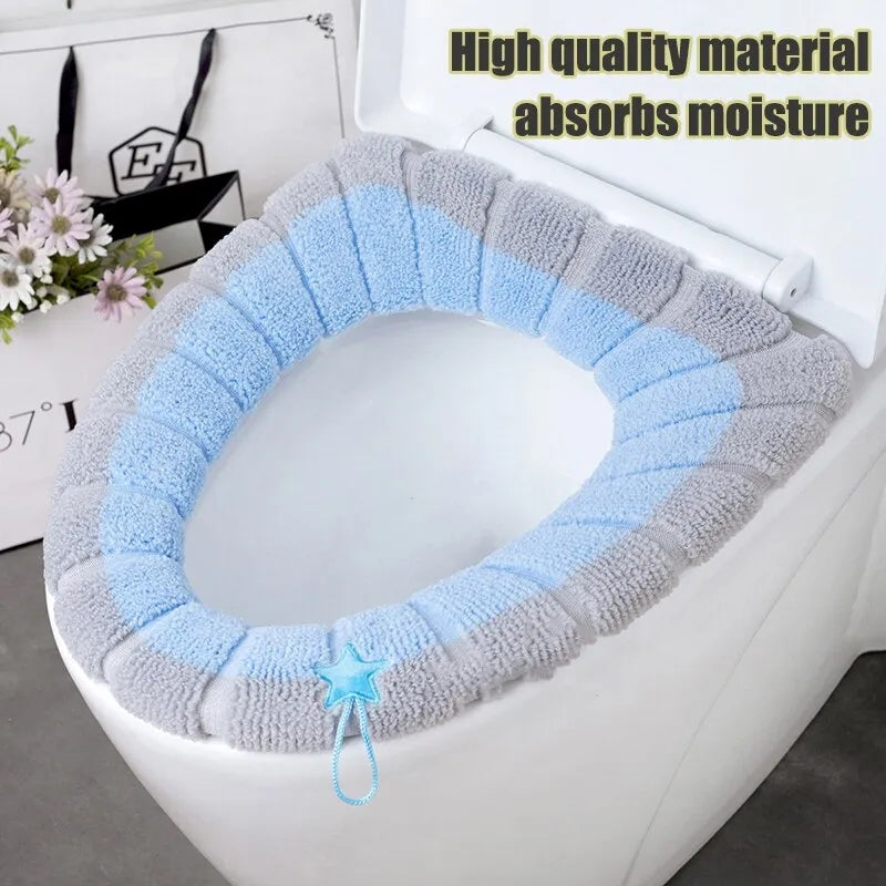 Stitched Color Portable Knitted Toilet Mat Thickened Washable