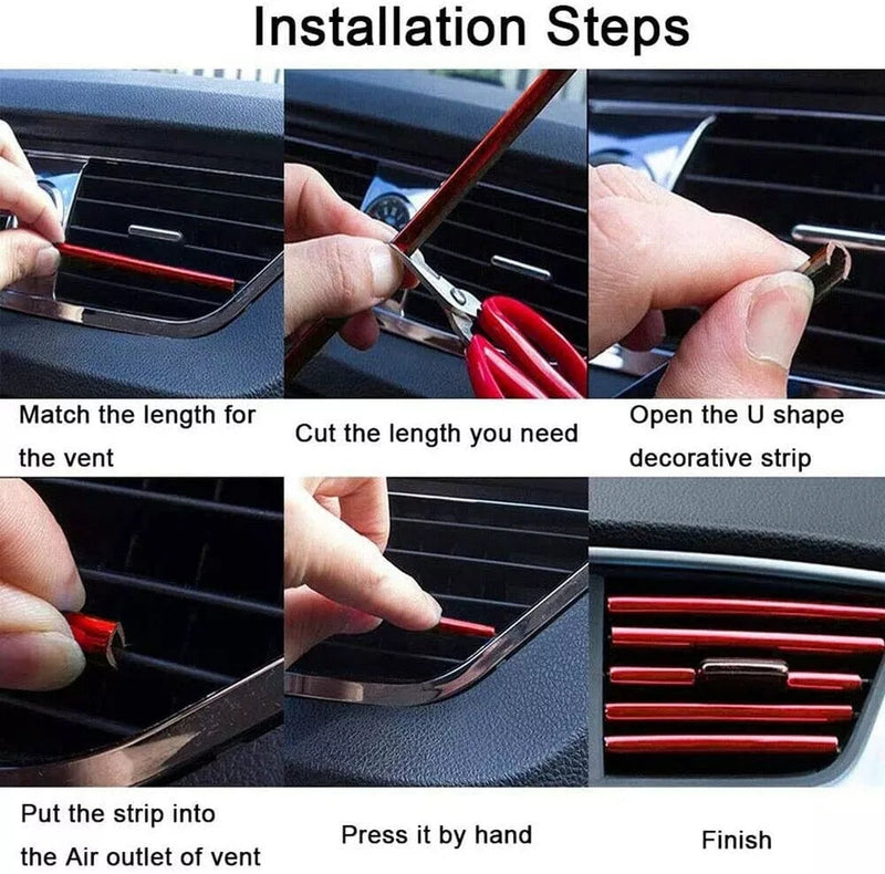 Pimp Your Ride 10 Pcs Car Vent Outlet Trim Strips U Shape Chrome Shiny Car Decorations - TimelessGear9