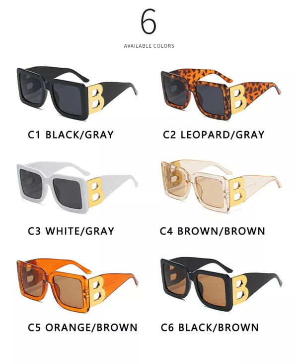 Retro Unisex Oversized Luxury Trend Sunglasses Logo B. - TimelessGear9
