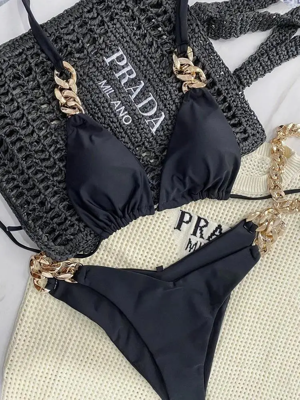 New Sexy Bikini 2024 Triangle Bathing Suit for Women Brazilian  Bikini Set 2-piece Halter Swimwear Push Up Swimsuit