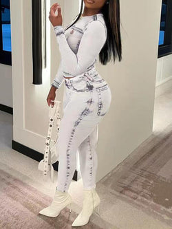 Gorgeous Plus Size Denim Illusion Top A Bottom Bodycon Set