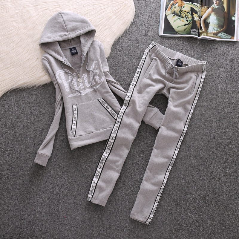 Pink Women's Hooded Sweatshirt Suit Women Sportswear,