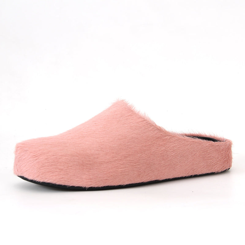 Italy new Moccasins Horsehair Flat Furry slides