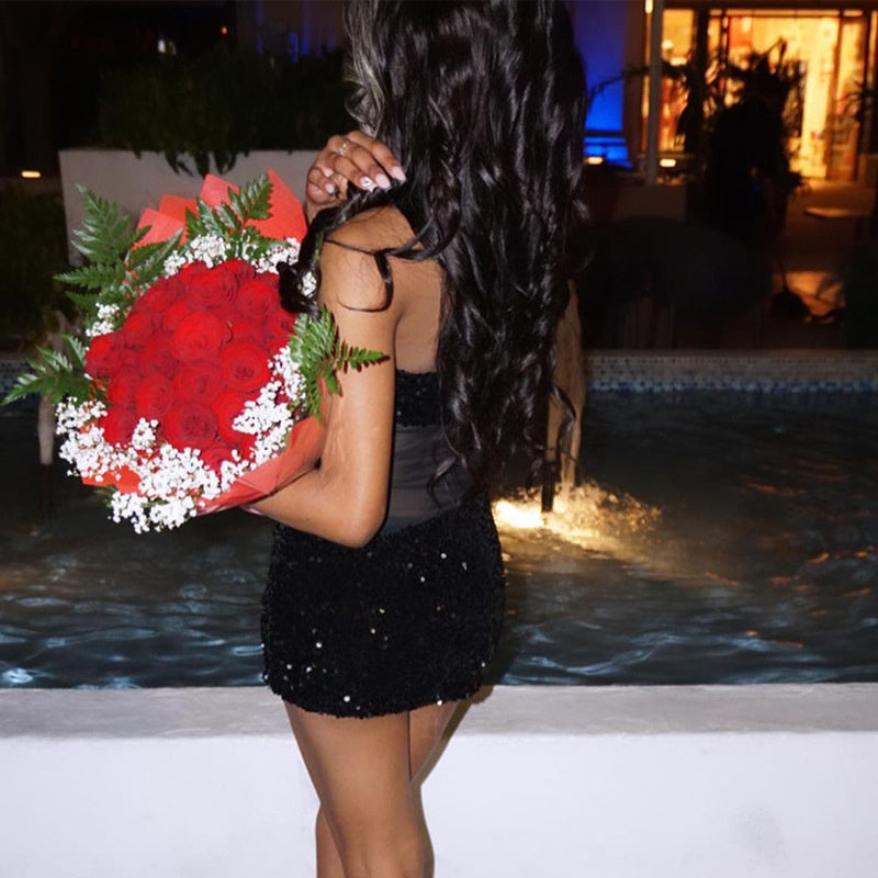 Sexy Party Club Birthday Evening Bodycon Black Short Mini Dress