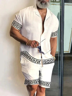 Men Sets 3d Print Patchwork Lapel Short Sleeve Casual Shirt Beach Shorts Summer Streetwear Vacation Hawaiian Suits Men Clothing