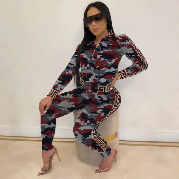 Women's camouflage Versace print track suit