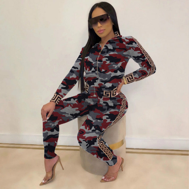 Women's camouflage Versace print track suit