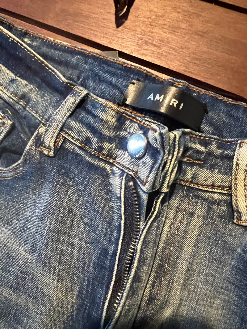 Super Stylish Luxury Slim Fit Stretch Blue Jeans Amiri Hip Hop Jeans