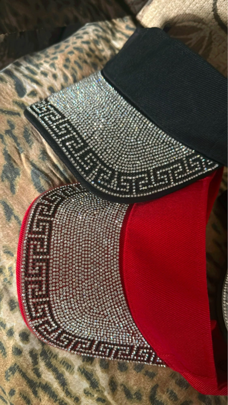 Unisex Sparkling Versace Print Bling Summer Visor