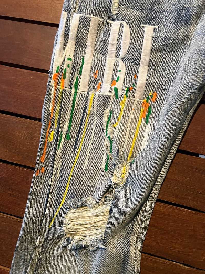 Super Stylish Luxury Slim Fit Stretch Blue Jeans Amiri Hip Hop Jeans