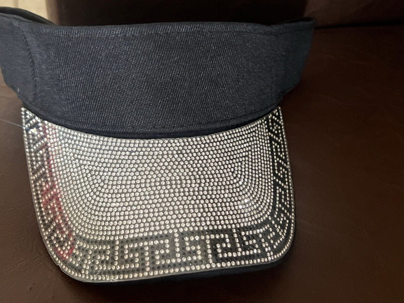 Unisex Sparkling Versace Print Bling Summer Visor