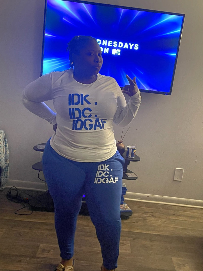 IDK/IDC Letter Print Women Fashion Set Two Piece Suit