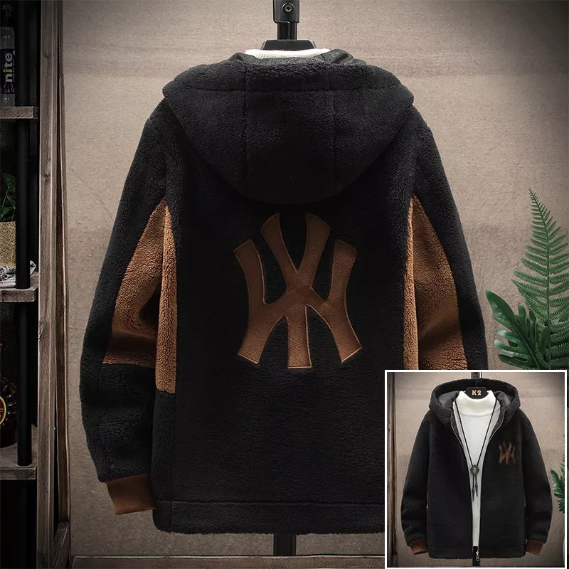 Top Dog NYC Big Baller Lamb & Velvet Casual Warm Hooded Wool Coat Jacket Thick