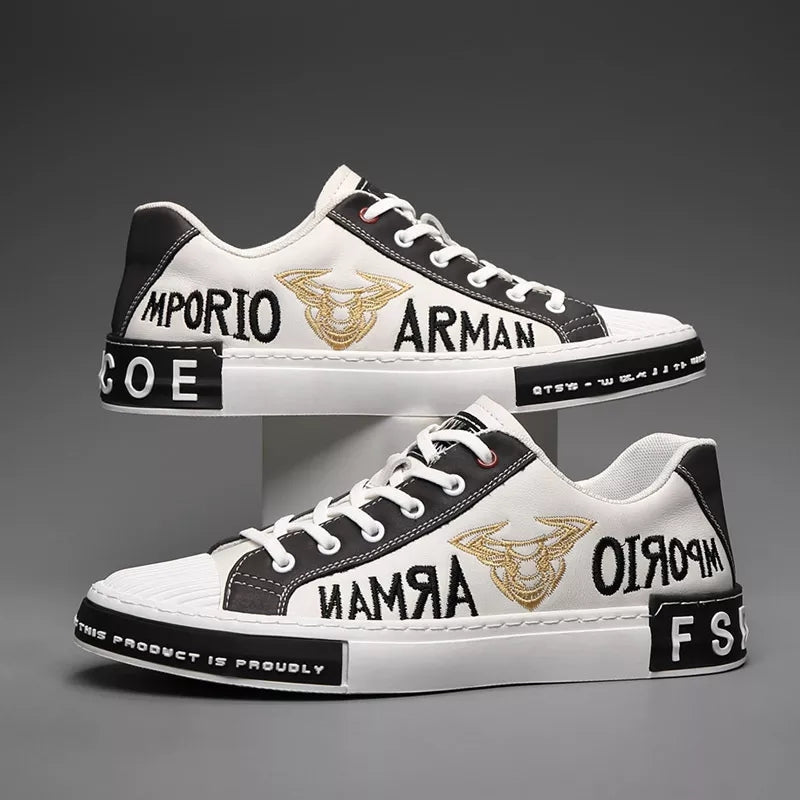 Mens Genuine Leather High Luxury Sneakers