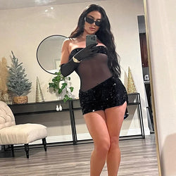 Sexy Party Club Birthday Evening Bodycon Black Short Mini Dress