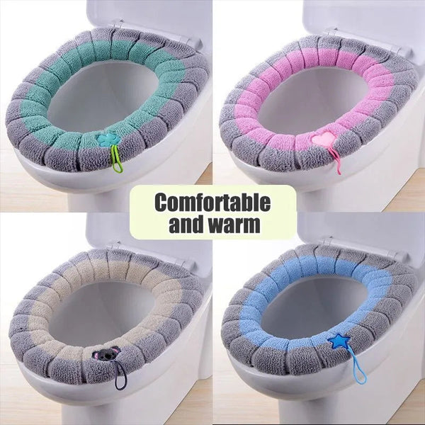 Stitched Color Portable Knitted Toilet Mat Thickened Washable
