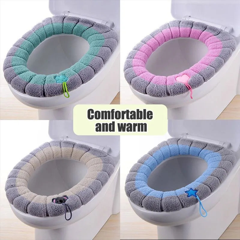 Stitched Color Portable Knitted Toilet Mat Thickened Washable