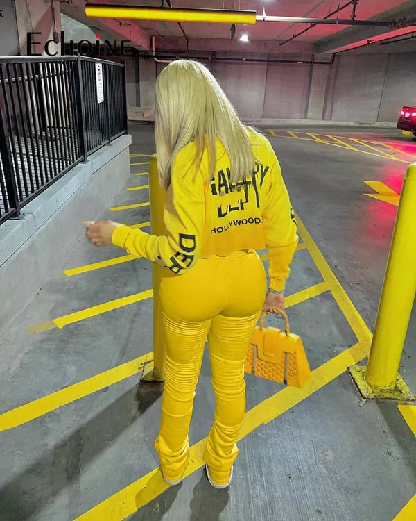 Spring Sexy Crop Top  Boot Cut Pants Set Gallery Dept.