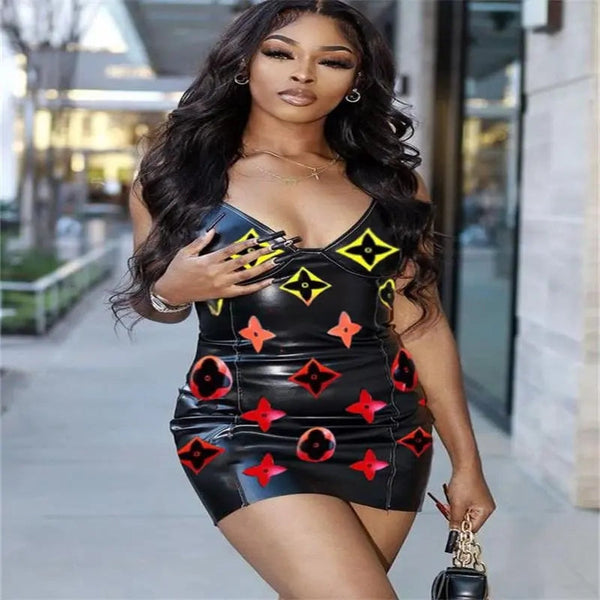 Sexy Luxury Designer Vegan Leather Fashion Dress