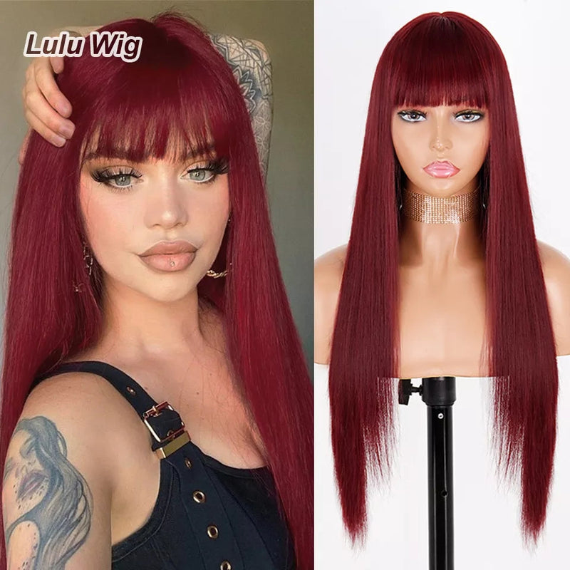 Red Wine Gorgeous Heat Resistant Natural Hair Synthetic Wig - TimelessGear9