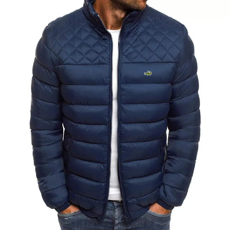 Men's Warm Windproof Casual Thickened Lacoste Alligator Print Logo Jacket - TimelessGear9