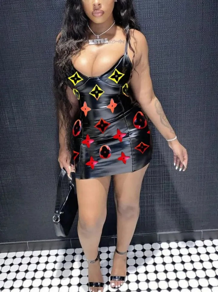 Sexy Luxury Designer Vegan Leather Fashion Dress