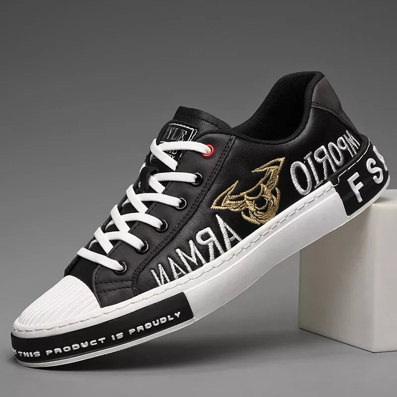 Mens Genuine Leather High Luxury Sneakers