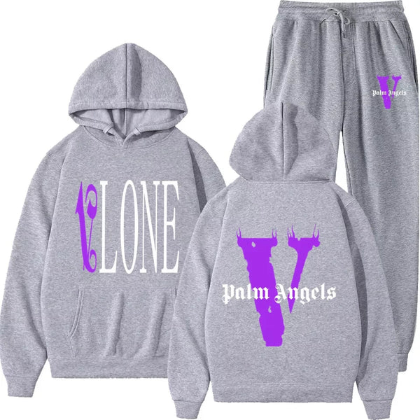 Palm Angels Vlone Hip Hop casual wear suit sportswear suit solid color pullover  sweat pants - TimelessGear9