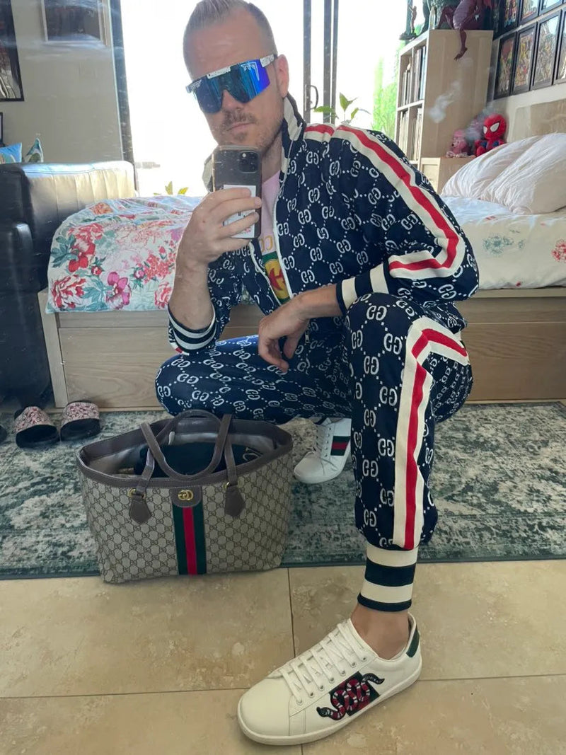 Unisex Retro Luxury Designer Track Suit Gucci Logo