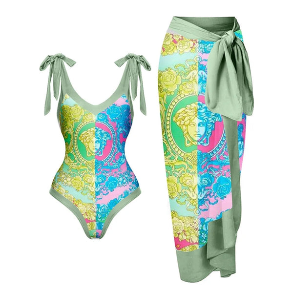 Gorgeous Matching Versace Luxury Designer Print Swimwear Swimsuit