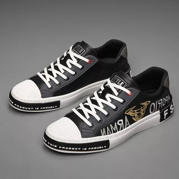 Mens Genuine Leather High Luxury Sneakers
