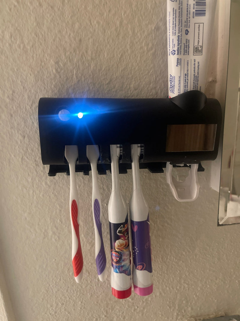 1PCS Automatic Toothpaste Dispenser Wall Mount Dust-proof #Toothbrush Holder Wall Mount Bathroom Accessories Set Squeezer - TimelessGear9