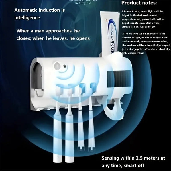 1PCS Automatic Toothpaste Dispenser Wall Mount Dust-proof #Toothbrush Holder Wall Mount Bathroom Accessories Set Squeezer - TimelessGear9