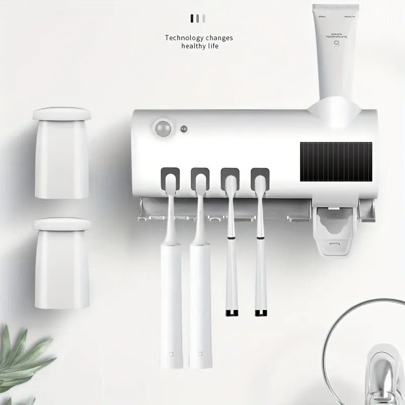 1PCS Automatic Toothpaste Dispenser Wall Mount Dust-proof #Toothbrush Holder Wall Mount Bathroom Accessories Set Squeezer - TimelessGear9