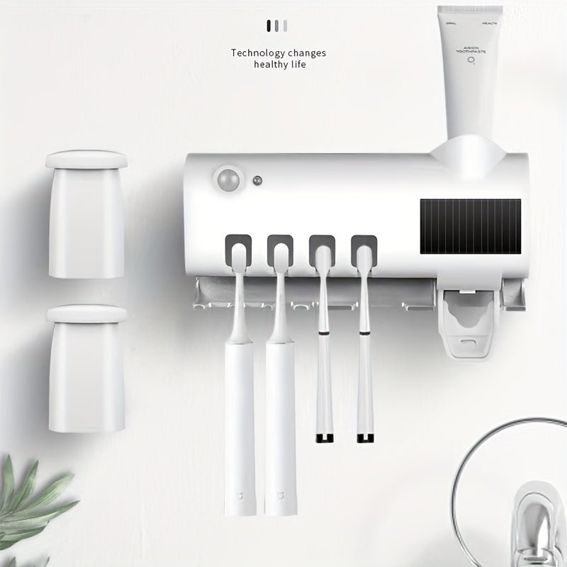 1PCS Automatic Toothpaste Dispenser Wall Mount Dust-proof #Toothbrush Holder Wall Mount Bathroom Accessories Set Squeezer - TimelessGear9