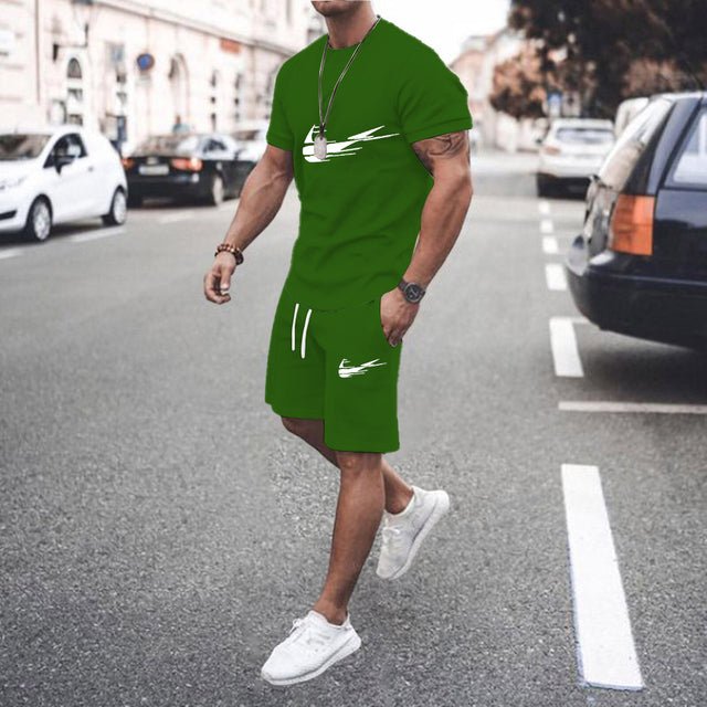 2022 New Brand men Tracksuit T-shirt Shorts Suit Two Piece Sets Summer 100% Cotton Short - TimelessGear9