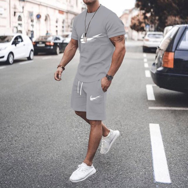 2022 New Brand men Tracksuit T-shirt Shorts Suit Two Piece Sets Summer 100% Cotton Short - TimelessGear9