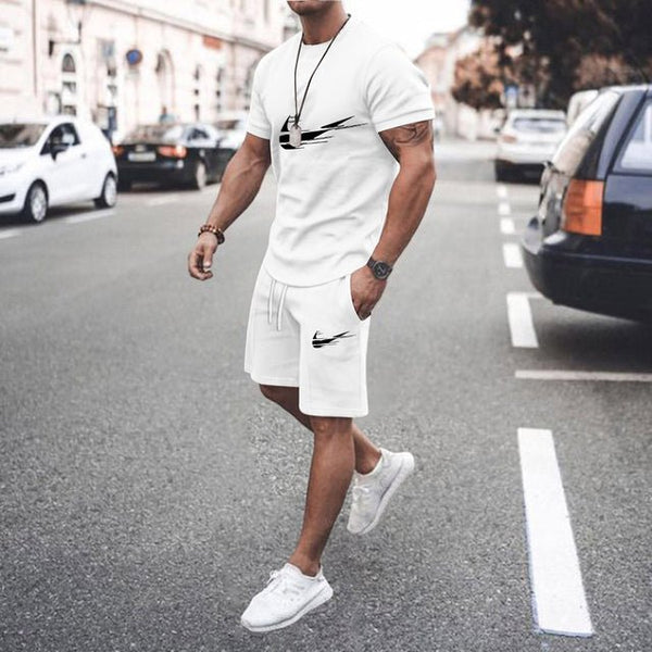 2022 New Brand men Tracksuit T-shirt Shorts Suit Two Piece Sets Summer 100% Cotton Short - TimelessGear9
