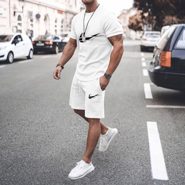 2022 New Brand men Tracksuit T-shirt Shorts Suit Two Piece Sets Summer 100% Cotton Short - TimelessGear9