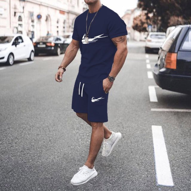 2022 New Brand men Tracksuit T-shirt Shorts Suit Two Piece Sets Summer 100% Cotton Short - TimelessGear9