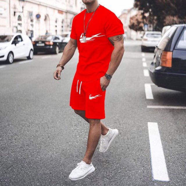 2022 New Brand men Tracksuit T-shirt Shorts Suit Two Piece Sets Summer 100% Cotton Short - TimelessGear9