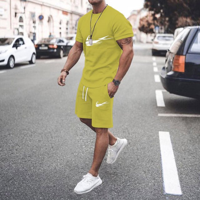 2022 New Brand men Tracksuit T-shirt Shorts Suit Two Piece Sets Summer 100% Cotton Short - TimelessGear9