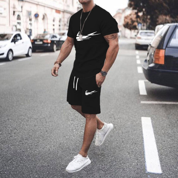 2022 New Brand men Tracksuit T-shirt Shorts Suit Two Piece Sets Summer 100% Cotton Short - TimelessGear9