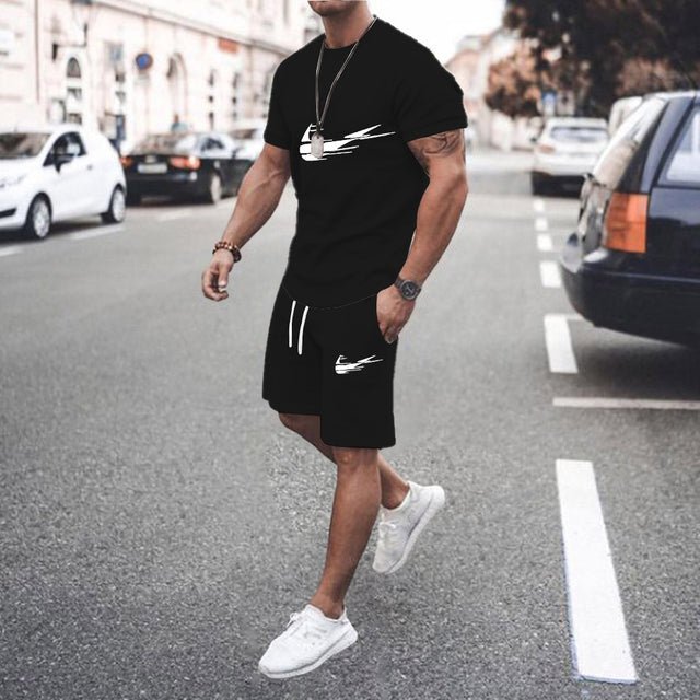 2022 New Brand men Tracksuit T-shirt Shorts Suit Two Piece Sets Summer 100% Cotton Short - TimelessGear9