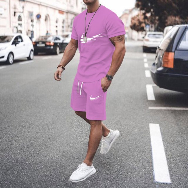 2022 New Brand men Tracksuit T-shirt Shorts Suit Two Piece Sets Summer 100% Cotton Short - TimelessGear9