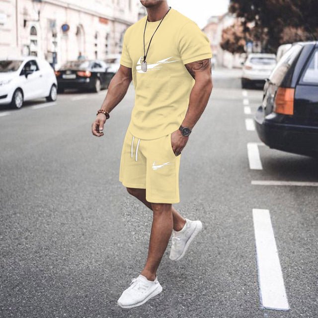 2022 New Brand men Tracksuit T-shirt Shorts Suit Two Piece Sets Summer 100% Cotton Short - TimelessGear9