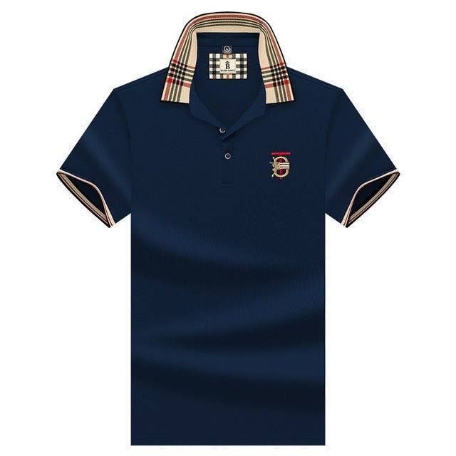 2023 New Short-sleeve T-shirt Business Sports Striped Lapel Short-sleeved T-shirt Clothing - TimelessGear9