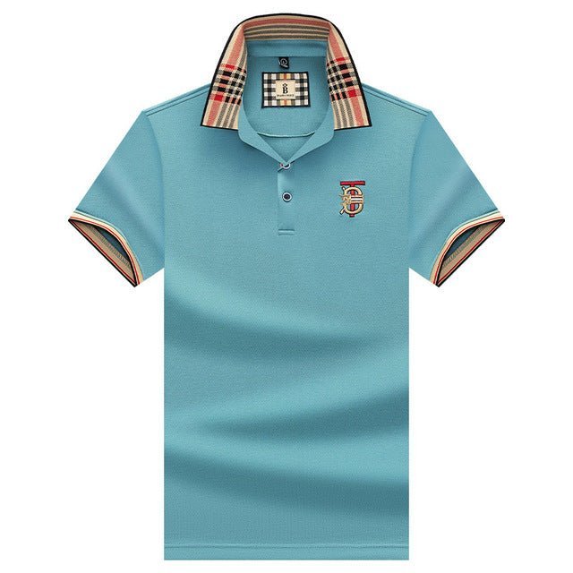 2023 New Short-sleeve T-shirt Business Sports Striped Lapel Short-sleeved T-shirt Clothing - TimelessGear9