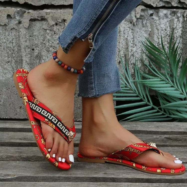 2023 Sexy Flip-Flops Women Slippers Luxury Versace Print - TimelessGear9