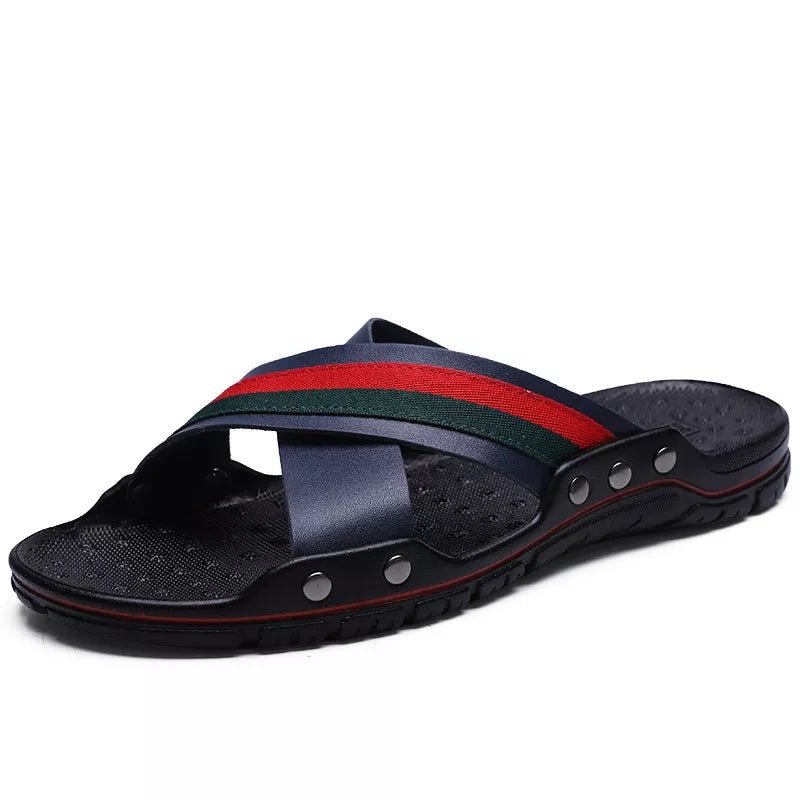 2023 Warm Weather Top Gee Men Leather Cross Strap Luxury Designer Sandals - TimelessGear9
